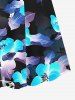 Plus Size Flower Leaf Print Hawaii Surplice A Line Cami Dress -  