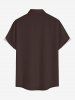 Chemise à boutons grande taille pour homme, imprimée de lettres, motif chat et cocotier, style hawaïen, avec poche boutonnée. - Brun 2XL