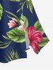 Tropical Leaf Hibiscus Flower Print Hawaii Split A Line Skirt - Bleu profond 3X