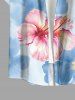 Hibiscus Flowers Watercolor Print Buttons Pocket Hawaii Shirt For Men -  