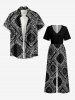 Plus Size Paisley Floral Scarf Print V Neck Hawaii Wide Leg Jumpsuit -  