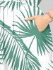 Plus Size Tropical Leaf Print Split Hawaii Midi Dress -  