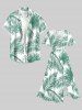 Plus Size Tropical Leaf Print Split Hawaii Midi Dress -  