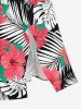 Plus Size Hibiscus Flower Leaf Print Split Hawaii Midi Dress -  