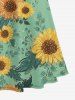 Plus Size Sunflowers Leaf Oil Painting Print Cold Shoulder Crisscross Hawaii Maxi Dress -  