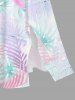 Plus Size Hibiscus Flower Tropical Leaf Print Split Hawaii Midi Dress -  