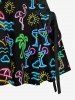 Glitter Neon Coconut Tree Flamingo Juice Print Hawaii Lace Up A Line Dress -  
