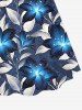 Glitter Flower Leaf Print Hawaii Cinched A Line Dress -  