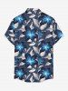 Glitter Flower Leaf Print Hawaii Button Pocket Shirt For Men -  