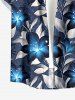 Glitter Flower Leaf Print Hawaii Button Pocket Shirt For Men -  
