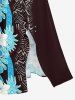 Tropical Leaf Flower Ethnic Print Hawaii Split Pocket A Line Midi Dress -  