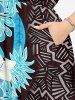 Tropical Leaf Flower Ethnic Print Hawaii Split Pocket A Line Midi Dress -  
