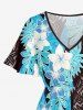 Tropical Leaf Flower Ethnic Print Hawaii Split Pocket A Line Midi Dress -  