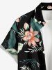Tropical Leaf Flower Print Hawaii Button Pocket Shirt For Men - Noir 2XL