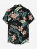 Tropical Leaf Flower Print Hawaii Button Pocket Shirt For Men - Noir 2XL