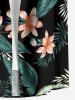 Tropical Leaf Flower Print Hawaii Button Pocket Shirt For Men - Noir 2XL