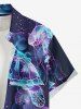 Plus Size Ombre Turtle Jellyfish Print Hawaii Sea Creatures Button Pocket Shirt For Men -  
