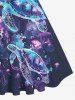 Ombre Turtle Jellyfish Print Hawaii Sea Creatures Vintage Swing A Line Dress -  
