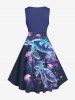 Ombre Turtle Jellyfish Print Hawaii Sea Creatures Vintage Swing A Line Dress -  