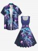 Ombre Turtle Jellyfish Print Hawaii Sea Creatures Vintage Swing A Line Dress -  