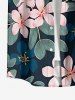Leaf Flower Branch Print Hawaii Button Pocket Shirt For Men -  