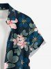 Leaf Flower Branch Print Hawaii Button Pocket Shirt For Men -  