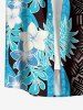 Tropical Leaf Flower Ethnic Print Hawaii Button Pocket Shirt For Men -  