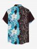 Tropical Leaf Flower Ethnic Print Hawaii Button Pocket Shirt For Men - Bleu clair 6XL