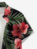Hibiscus Flower Tropical Leaf Print Buttons Pocket Hawaii Shirt For Men -  