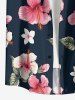 Hibiscus Flowers Leaf Print Buttons Pocket Hawaii Shirt For Men -  