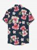 Hibiscus Flowers Leaf Print Buttons Pocket Hawaii Shirt For Men -  