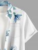 Flowers Leaf Ombre Print Buttons Pocket Hawaii Shirt For Men - Bleu clair L