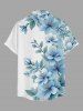 Flowers Leaf Ombre Print Buttons Pocket Hawaii Shirt For Men - Bleu clair L