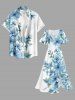 Flowers Leaf Ombre Print Split Hawaii Midi Dress -  