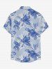 Flowers Leaf Print Buttons Pocket Hawaii Shirt For Men - Bleu Ciel L