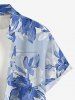 Flowers Leaf Print Buttons Pocket Hawaii Shirt For Men - Bleu Ciel L