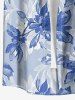 Flowers Leaf Print Buttons Pocket Hawaii Shirt For Men - Bleu Ciel L