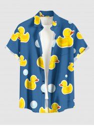 Ducks Bubble Print Buttons Pocket Hawaii Shirt For Men - Bleu 5XL