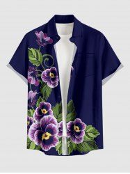 Chemise hawaïenne à imprimé floral, feuilles et branches, grande taille, avec poche boutonnée, pour hommes - Concorde 2XL