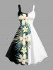 Hibiscus Flowers Tropical Leaf Print Matching Hawaii Beach Outfit For Couples - Blanc 