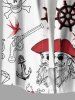 Skull Pirate Coconut Tree Rudder Anchor Print Plus Size Matching Hawaii Beach Outfit For Couples -  