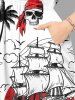 Skull Pirate Coconut Tree Rudder Anchor Print Plus Size Matching Hawaii Beach Outfit For Couples -  