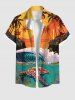 Turtle Sea Waves Sun Dusk Print Plus Size Matching Hawaii Sea Creatures Beach Outfit For Couples -  
