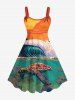 Turtle Sea Waves Sun Dusk Print Plus Size Matching Hawaii Sea Creatures Beach Outfit For Couples -  