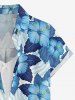 Tropical Leaf Hibiscus Flower Print Hawaii Women Shirt - Bleu 3XL
