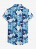 Tropical Leaf Hibiscus Flower Print Hawaii Women Shirt - Bleu 3XL