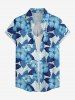Tropical Leaf Hibiscus Flower Print Hawaii Women Shirt - Bleu 3XL