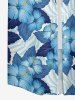 Tropical Leaf Hibiscus Flower Print Hawaii Women Shirt - Bleu 3XL