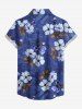 Flower Leaf Branch Print Hawaii Women Shirt - Bleu profond 2XL