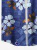 Flower Leaf Branch Print Hawaii Women Shirt - Bleu profond 2XL
